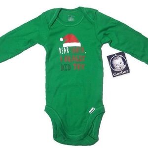Gerber Christmas One Piece Long Sleeve Snap Bodysuit 3-6Months Dear Santa,
